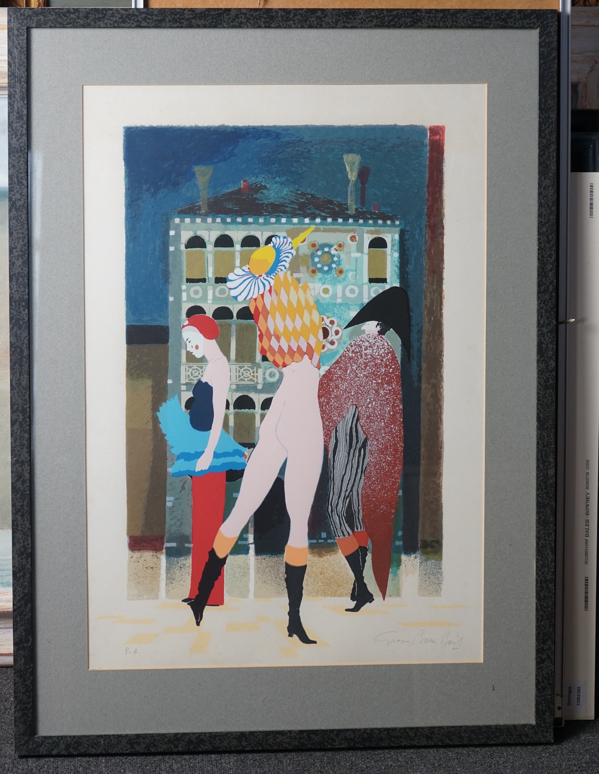 Italian School , Nude in Venice and Carnival with Rialto Bridge, limited edition colour prints (2), 67 x 46cm and 46 x 64cm